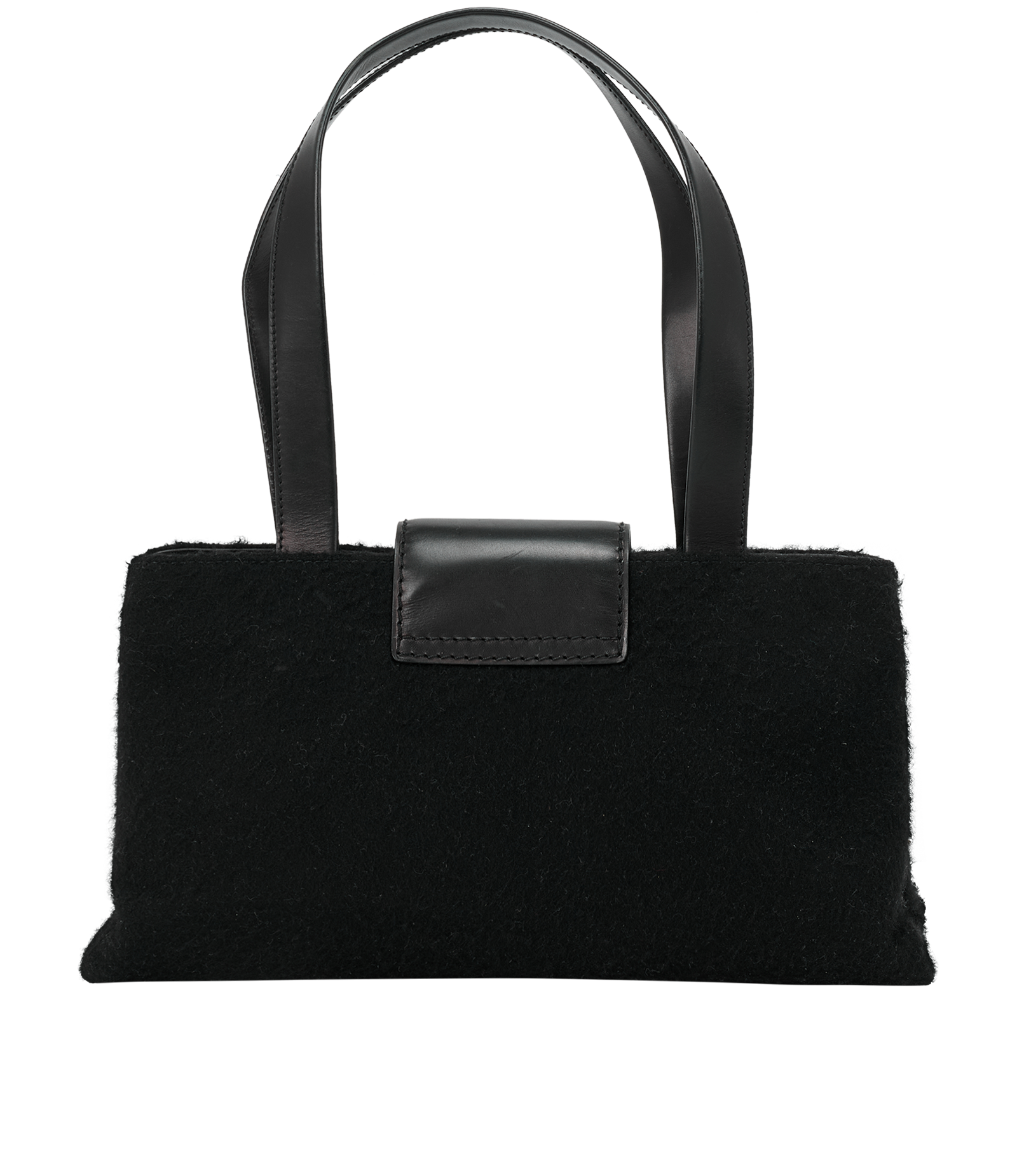 Shoulder Bag, &pound;160, Handbags, Black, Leather/Wool, Back view